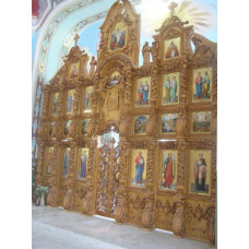 Иконостас из дерева,прямой,лакированный,скульптура Ангела